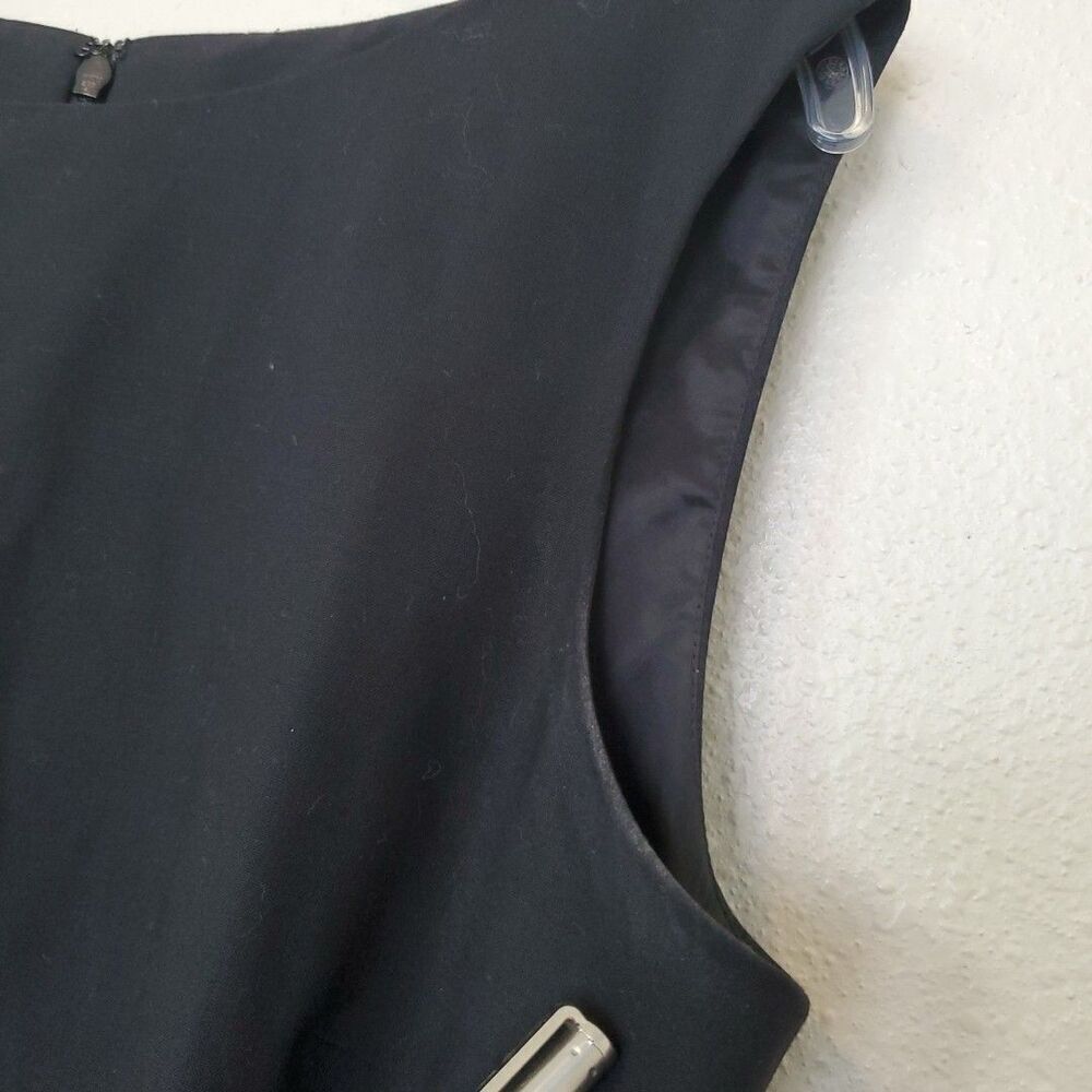 Banana‎ Republic Sz 6P Black Lined & Belted Sleeveless Sheath Dress with Pockets - Picture 5 of 16